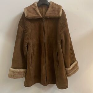 FANTAZIA Vintage Shearling Fur Coat with Southwestern Detail
